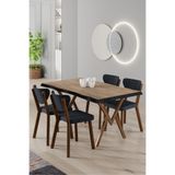 Canisa Akort Serisi MDF Sabit Mutfak Masası Takımı 80x130 cm, Atlantik Çam, 4 Antrasit Sandalye