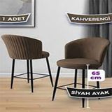 Canisa Alte Serisi Babyface Kumaş Siyah Metal Ayak Kahverengi Bar Sandalyesi