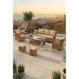 Canisa Anemon Serisi 1. Sınf 3+1+1+2 Puf Cappucino Rattan Cappucino Minder Bahçe Takımı, Balkon Takımı