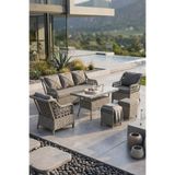 Canisa Anemon Serisi 1. Sınıf 3+1+1+2 Puf Gri Rattan Gri Minder Bahçe Balkon Oturma Koltuk Takımı