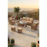 Canisa Anemon Serisi 3+1+1+2 Puf Cappucino Rattan Cappucino Minder Bahçe Balkon Oturma Koltuk Takımı