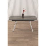 Canisa Antrasit İroni 89x150 cm Açılabilir Lak Panel Yemek Masası, Krom Ayak