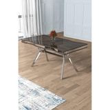 Canisa Antrasit İroni 90x160 Lak Panel Yemek Masası Krom Ayak