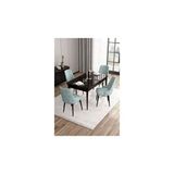 Canisa Are Serisi 80x132 MDF Açılabilir Siyah Mermer Desen Masa Takımı Gümüş Halkalı Su Yeşili 4 Sandalye