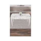 Canisa Are Serisi Açılabilir 80x132 MDF Beyaz Mermer Yemek Masası