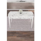 Canisa ARE01BYZMR06GMS Concept Are Serisi 80x132 Açılabilir Mdf Beyaz Mermer Desen 6 Mürdüm Sandalye Gümüş Halkalı Masa Takımı