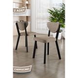 Canisa Arfe Serisi 2 Adet Cappucino Mutfak Sandalyesi Siyah Metal İskeletli 1. Sınıf Babyface Kumaş