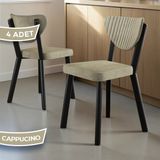 Canisa Arfe Serisi 4 Adet Cappucino Bukle Kumaş Mutfak Sandalyesi Siyah Metal Iskeletli - Cappuccino