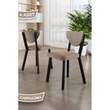 Canisa Arfe Serisi 4 Adet Cappucino Mutfak Sandalyesi Siyah Metal İskeletli 1. Sınıf Babyface Kumaş
