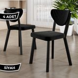 Canisa Arfe Serisi 4 Adet Mutfak Sandalyesi Siyah Metal Iskeletli Babyface Kumaş - Ahşap