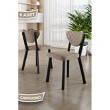 Canisa Arfe Serisi 6 Adet Cappucino Mutfak Sandalyesi Siyah Metal İskeletli 1. Sınıf Babyface Kumaş