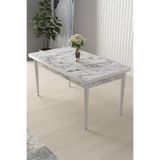 Canisa Arp Serisi 70x110 cm Sabit Mutfak Masası, Beyaz Mermer Desen, Suntalam