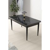 Canisa Arp Serisi 70x110 cm Sabit Siyah Mermer Desen Yemek Odası Masası