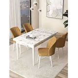 Canisa ARP Serisi Beyaz Mermer Desen 70x110 cm 4 Sandalye Cappucino Mutfak Masa Takımı