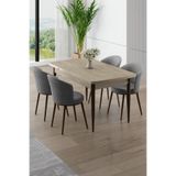 Canisa Asfel Serisi MDF 77x130 cm Traverten Yandan Açılabilir Mutfak Masası Takımı, 4 Gri Sandalye