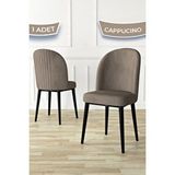 Canisa Aste Serisi 1 Adet Cappucino Yemek Odası Sandalyesi Metal Siyah Iskeletli 1. Sınıf Babyface Kumaş Kahverengi