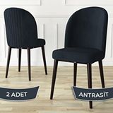 Canisa Aste Serisi 2 Adet Antrasit 1. Sınıf Babyface Kumaş Metal Kahve İskeletli Yemek Odası Sandalyesi
