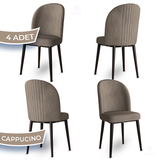 Canisa Aste Serisi 4 Adet Cappucino 1. Sınıf Babyface Kumaş Metal Kahve İskeletli Yemek Odası Sandalyesi