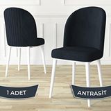 Canisa Aste Serisi Antrasit 1. Sınıf Babyface Kumaş Metal Beyaz İskeletli Yemek Odası Sandalyesi