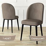 Canisa Aste Serisi Cappucino 1. Sınıf Babyface Kumaş Metal Siyah İskeletli Yemek Odası Sandalyesi
