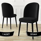 Canisa Aste Serisi Siyah 1. Sınıf Babyface Kumaş Metal Siyah İskeletli Yemek Odası Sandalyesi