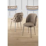 Canisa Axle Serisi Cappucino Mutfak Sandalyesi, Krom Metal Ayak, Babyface Kumaş