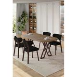 Canisa Axton Serisi Sabit Mdf 90X168 Atlantik Çam Mutfak Masa Takımı 4 Siyah Sandalye