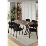 Canisa Axton Serisi Sabit Mdf 90X168 Atlantik Çam Mutfak Masa Takımı 6 Siyah Sandalye