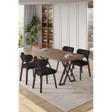 Canisa Axton Serisi Sabit MDF 90x168 cm Atlantik Çam Mutfak Masa Takımı, 4 Antrasit Sandalye