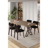 Canisa Axton Serisi Sabit MDF 90x168 cm Atlantik Çam Mutfak Masa Takımı, 4 Siyah Sandalye