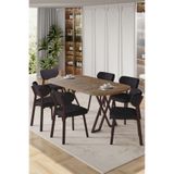 Canisa Axton Serisi Sabit MDF 90x168 cm Atlantik Çam Mutfak Masa Takımı, 6 Antrasit Sandalye