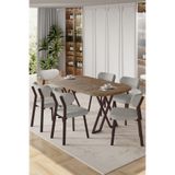 Canisa Axton Serisi Sabit MDF 90x168 cm Atlantik Çam Mutfak Masa Takımı, 6 Gri Sandalye