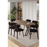 Canisa Axton Serisi Sabit MDF 90x168 cm Atlantik Çam Mutfak Masa Takımı, 6 Siyah Sandalye