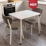Canisa Belek Serisi Mdf Sabit 60X90 Beyaz Mutfak Masası Takımı 2 Adet Sandalye - Cappucino