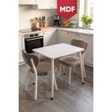 Canisa Belek Serisi Mdf Sabit 60X90 Beyaz Mutfak Masası Takımı 2 Adet Sandalye - Cappucino