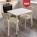 Canisa Belek Serisi Mdf Sabit 60X90 Beyaz Mutfak Masası Takımı 2 Adet Sandalye - Krem