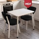 Canisa Belek Serisi Mdf Sabit 60X90 Beyaz Mutfak Masası Takımı 2 Adet Sandalye - Siyah