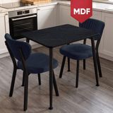 Canisa Belek Serisi Mdf Sabit 60X90 Siyah Mermer Desen Mutfak Masası Takımı 2 Adet Sandalye - Antrasit