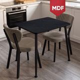 Canisa Belek Serisi Mdf Sabit 60X90 Siyah Mermer Desen Mutfak Masası Takımı 2 Adet Sandalye - Cappucino