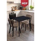 Canisa Belek Serisi Mdf Sabit 60X90 Siyah Mermer Desen Mutfak Masası Takımı 2 Adet Sandalye - Cappucino