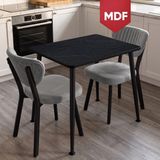 Canisa Belek Serisi Mdf Sabit 60X90 Siyah Mermer Desen Mutfak Masası Takımı 2 Adet Sandalye - Gri