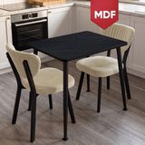 Canisa Belek Serisi Mdf Sabit 60X90 Siyah Mermer Desen Mutfak Masası Takımı 2 Adet Sandalye - Krem