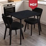 Canisa Belek Serisi Mdf Sabit 60X90 Siyah Mermer Desen Mutfak Masası Takımı 2 Adet Sandalye