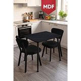 Canisa Belek Serisi Mdf Sabit 60x90 Siyah Mermer Desen Mutfak Masası Takımı 2 Adet Siyah Sandalye