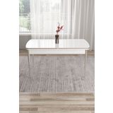 Canisa Beyaz 80x132 Açılabilir Yemek Masası Krom Metal Ayak