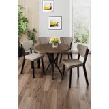 Canisa Concept Agnes Serisi 90X90 Yuvarlak Barok Ahşap Desen Masa Takımı Ve 4 Cappucino Sandalye