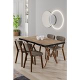 Canisa Concept Akort Serisi Mdf Sabit 80X130 Atlantik Çam Mutfak Masası Takımı 4 Cappucino Sandalye