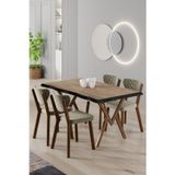 Canisa Concept Akort Serisi Mdf Sabit 80X130 Atlantik Çam Mutfak Masası Takımı 4 Krem Sandalye