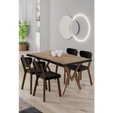 Canisa Concept Akort Serisi Mdf Sabit 80X130 Atlantik Çam Mutfak Masası Takımı 4 Siyah Sandalye