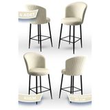 Canisa Concept Alte Serisi 4 Adet Krem Sandalye, 65 cm, Bar Sandalyesi, Babyface Kumaş, Siyah Metal Ayak